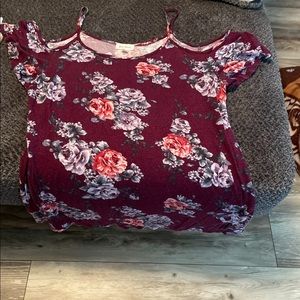 2 for $13 Peep hole open shoulder shirt
